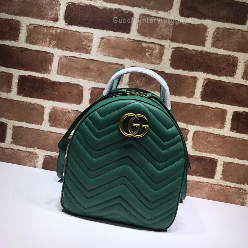 Gucci GG Marmont Quilted Leather Backpack Green 476671